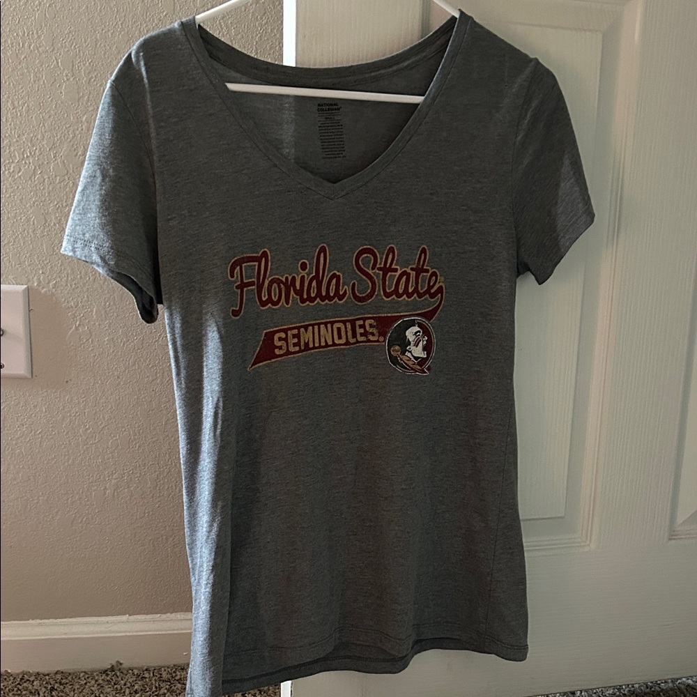 Gray Florida State Seminoles Women's V-Neck T-Shirt